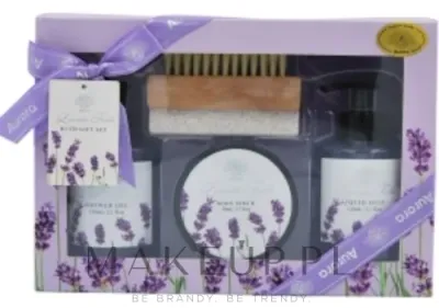 Набор Aurora Lavender Fields гель для душа 150 мл жидкое мыло 150 мл скраб для тела 50 мл и щетка для тела
