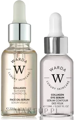 Набор для лица Warda Collagen масло-сыворотка и сыворотка для век с коллагеном экстрактом граната и миндалем 30+15 мл