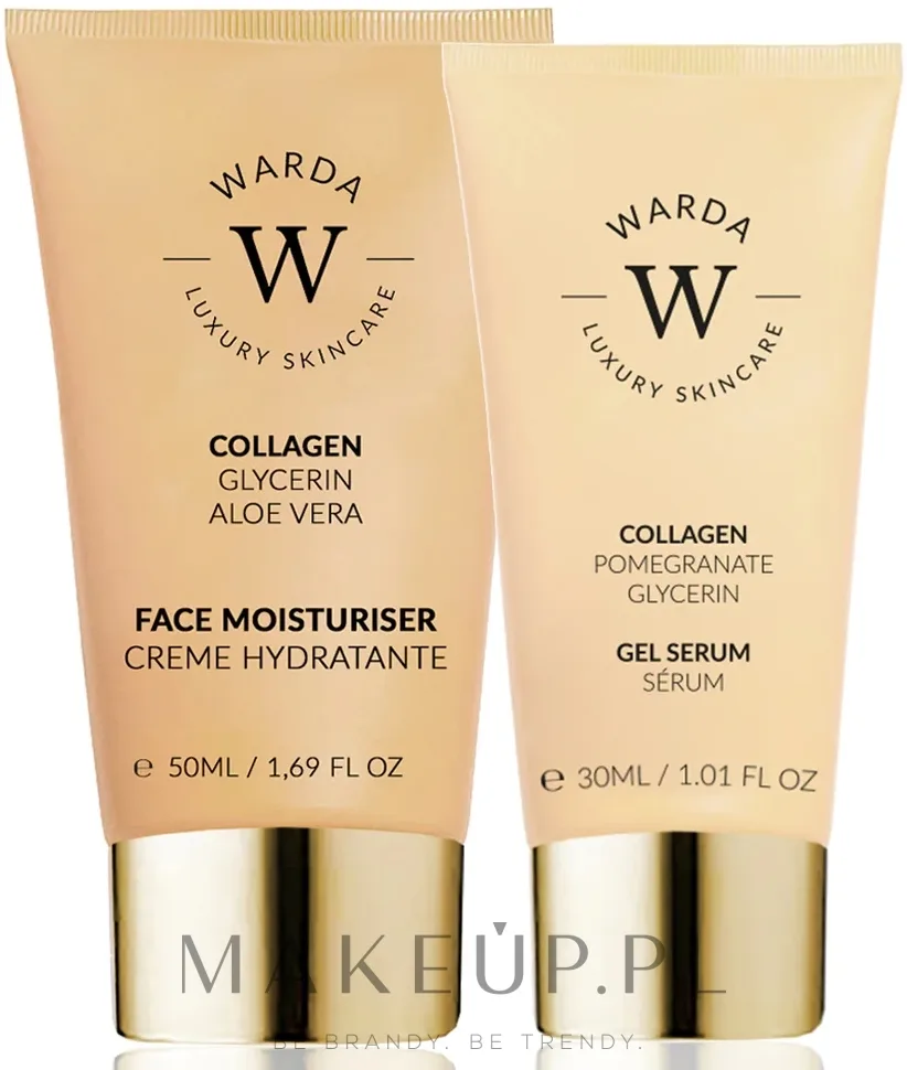 Набор для лица Warda Collagen крем и гель-сыворотка с коллагеном экстрактом граната и миндалем 50+30 мл