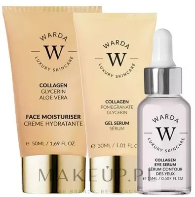 Набор для лица Warda Collagen крем гель-сыворотка и сыворотка для век с коллагеном и гранатом 50+30+15 мл