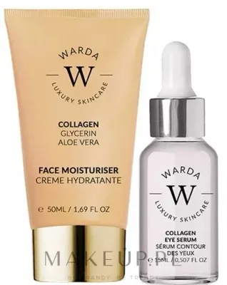 Набор для лица Warda Collagen крем и сыворотка для век с коллагеном алоэ и миндалем 50+15 мл