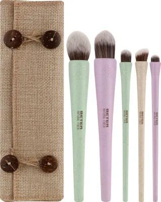 Набор кистей для макияжа Beter Natural Fiber Makeup Brush Set 5 шт. с джутовым мешочком