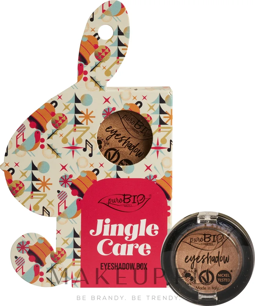 Тени для век PuroBio Cosmetics Jingle Care Eyeshadow Box с металлическим финишем, в подарочной коробке, 2,5 г