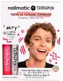 Набор для временных татуировок Nailmatic Tattoopen Duo Set Arty, два маркера по 2,5 г и четыре карточки с рисунками — фото 1