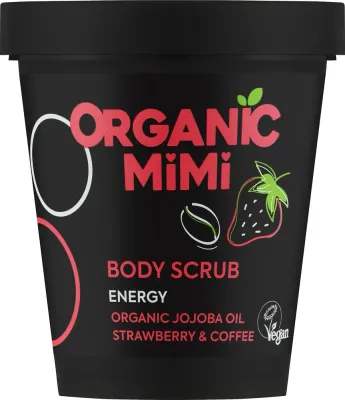 Organic Mimi Organic Mimi Body Scrub Energy Strawberry & Coffee - Энергетизирующий скраб для тела Клубника и Кофе с морской солью 250 г