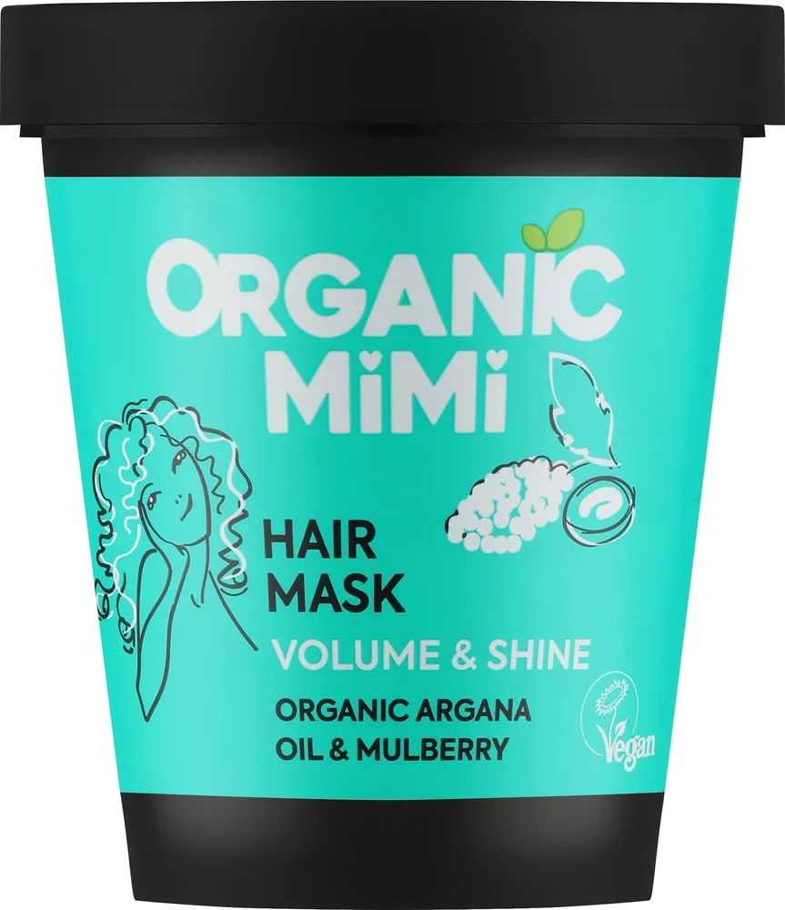 Маска для объёма волос Organic Mimi Argan & Mulberry блеск, аргановое масло, экстракт шелковицы, растительные протеины, 200 мл