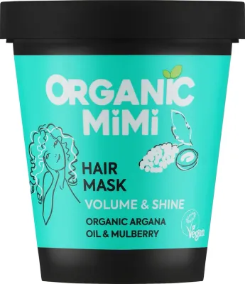 Маска для объёма волос Organic Mimi Argan & Mulberry блеск, аргановое масло, экстракт шелковицы, растительные протеины, 200 мл