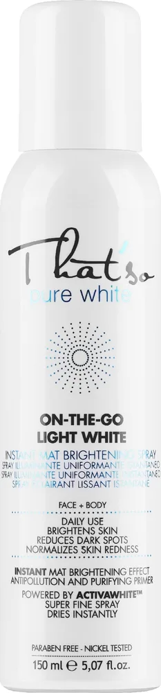 That's So That'So Go Light White Spray - Спрей для лица и тела That'So Go Light White с тальком и пудровой текстурой 150 мл