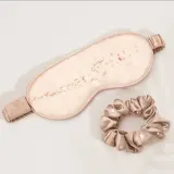 Набор Crystallove Silk шелковая маска для сна с кристаллами и 2 шелковые резинки для волос розовое золото — фото 7