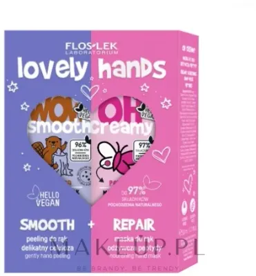 Набор Floslek Lovely Hands деликатный пилинг для рук 50 г и питательная маска для рук с пептидами 50 мл