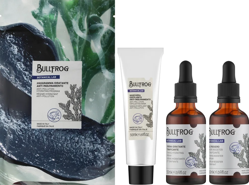 Набор для лица Bullfrog Botanical Lab отшелушивающая маска увлажняющая сыворотка и крем с водорослями 3x50 мл