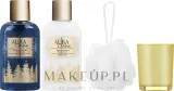 Новогодний набор для тела Aura Cosmetics Christmas гель для душа лосьон свеча и губка 2x180 мл — фото 1