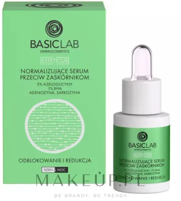 BasicLab Dermocosmetics Esteticus нормализующая сыворотка против чёрных точек с 5% азелоглицином, 1% BHA и эктоином, 15 мл