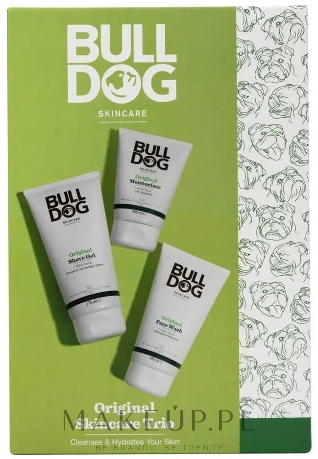 Мужской набор Bulldog Skincare Original гель для душа умывалка и крем с алоэ и глицерином 175+150+100 мл