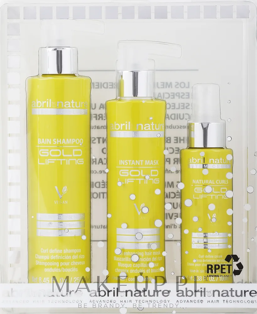 Набор для вьющихся волос Abril et Nature Gold Lifting шампунь маска и крем для укладки 250+200+100 мл