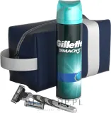 Набор Gillette Mach 3 Extra Comfort гель для бритья 200 мл станок 2 сменные кассеты и косметичка — фото 2
