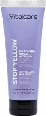 Vitalcare Professional Stop Yellow маска для волос против жёлтого оттенка 190 мл, маска для осветлённых и седых волос, нейтрализация желтизны