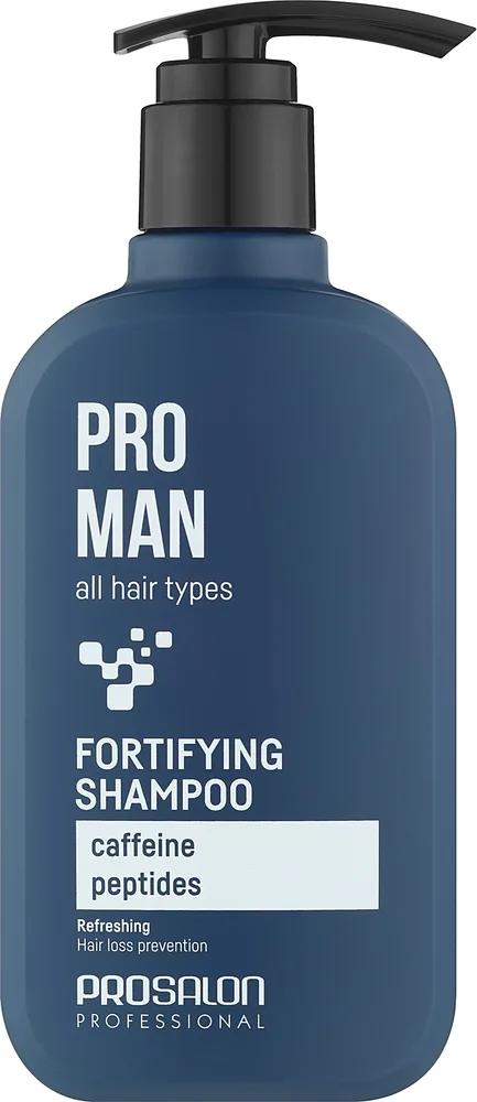 Укрепляющий шампунь Prosalon Pro Man для мужчин, с кофеином, тысячелистником и подбелом, 375 мл