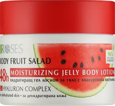 Nature of Agiva Body Fruit Salad 48h Moisturizing Jelly Body Lotion Watermelon — увлажняющий бальзам-желе для тела с ароматом арбуза, увлажнение до 48 часов, 200 мл