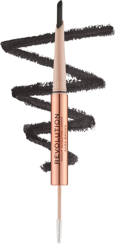 Карандаш для бровей Makeup Revolution Fluffy Brow, оттенок Dark Brown