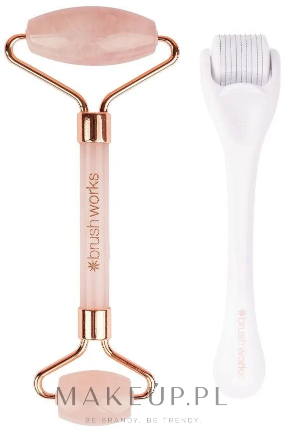 Набор Brushworks Rejuvenating Skin роллер для лица из розового кварца и дерма-роллер белый