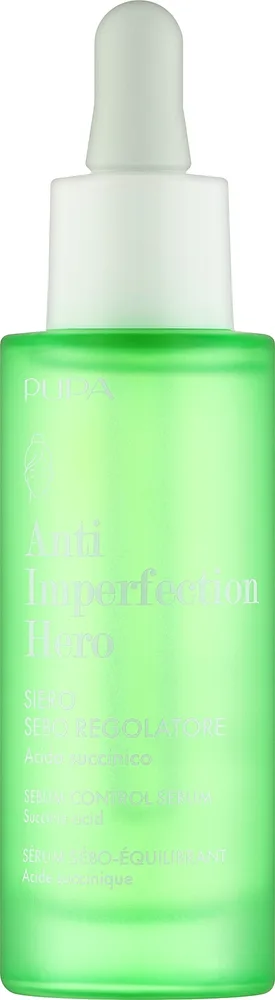 Pupa Anti Imperfection Hero Sebum Control себорегулирующая матирующая сыворотка с янтарной кислотой и гиалуроновой кислотой для лица, 30 мл