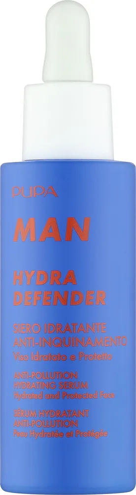 Pupa Man Hydra Defender Anti-Pollution увлажняющая сыворотка для лица и бороды с красными водорослями и гиалуроновой кислотой для мужчин, 30 мл