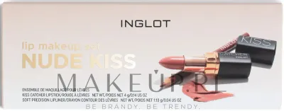 Набор для губ Inglot Nude Kiss помада Kiss Catcher и карандаш нюдовый оттенок 4+1.13 г