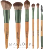 Набор кистей для макияжа Inglot Green Brush Tube Set 6 шт. в зелёном чехле — фото 3