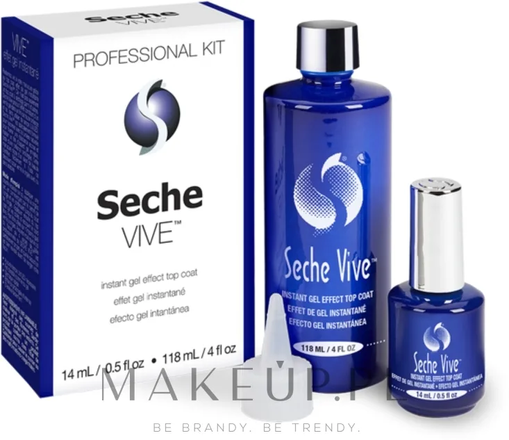 Seche Vite Zestaw - Набор верхних покрытий для ногтей Seche Vive Instant Gel Effect Top Coat 14 мл и сменный блок 118 мл