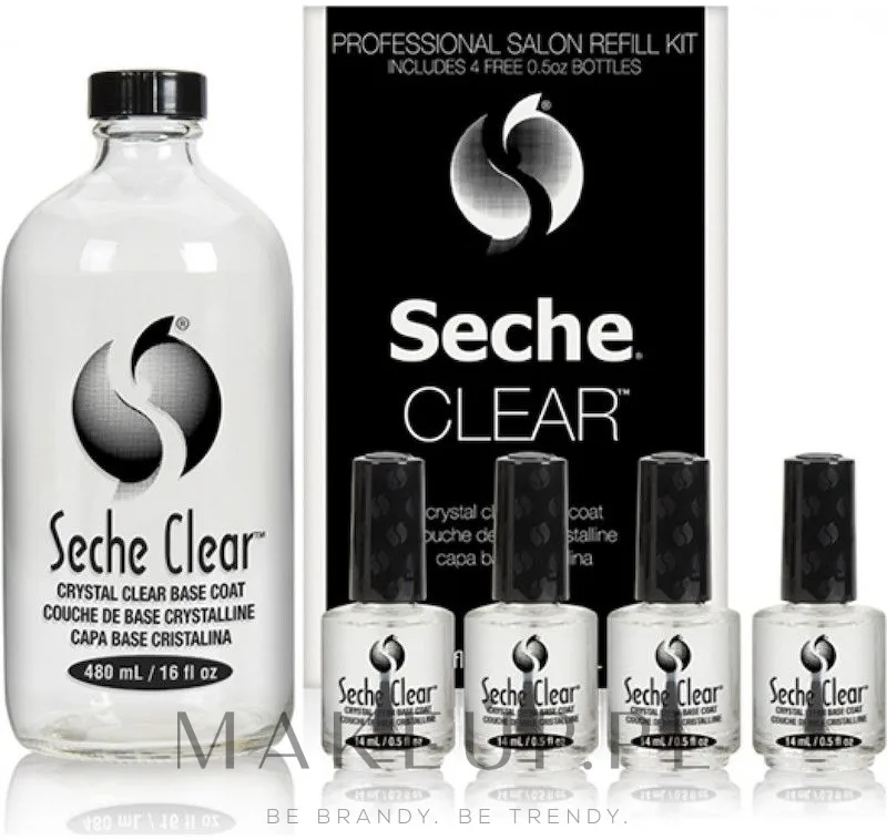 Набор базовых покрытий для ногтей Seche Vite Clear Crystal Base Coat и рефилл 4x14+118 мл