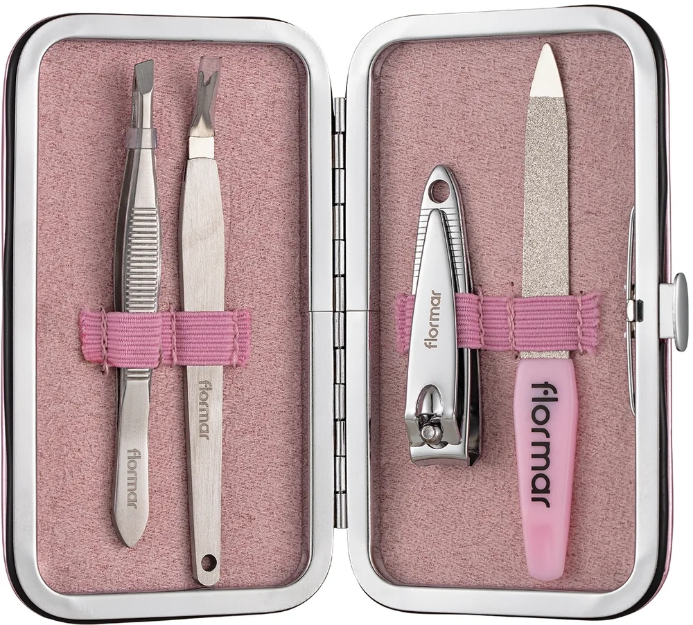 Маникюрный набор Flormar Manicure Set 4 предмета розовый футляр с застежкой