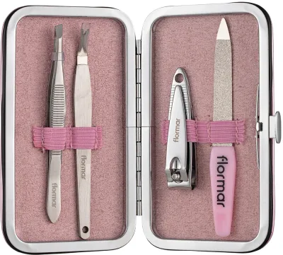 Маникюрный набор Flormar Manicure Set 4 предмета розовый футляр с застежкой