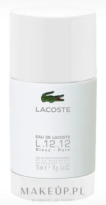 Дезодорант Lacoste L.12.12 Blanc мужской, древесно-ароматический, 75 г