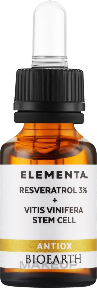 Bioearth Elementa Antiox Resveratrol 3% + Vitis Vinifera — антиоксидантная сыворотка с ресвератролом и феруловой кислотой, 15 мл