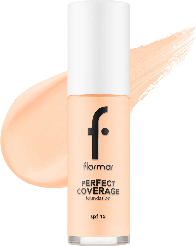 Тональная основа Flormar Perfect Coverage Foundation SPF 15 кроющая увлажняющая, 30 мл, оттенок 101 - Pastelle