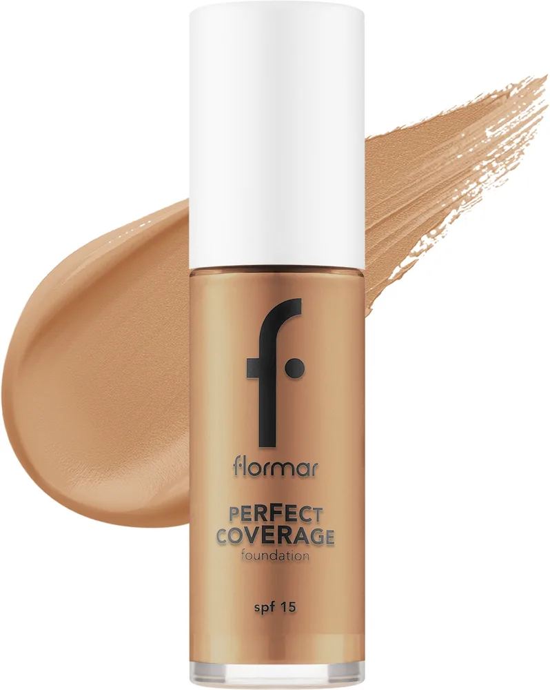 Тональная основа Flormar Perfect Coverage Foundation SPF 15 кроющая увлажняющая, 30 мл, оттенок 131 - Warm Nude