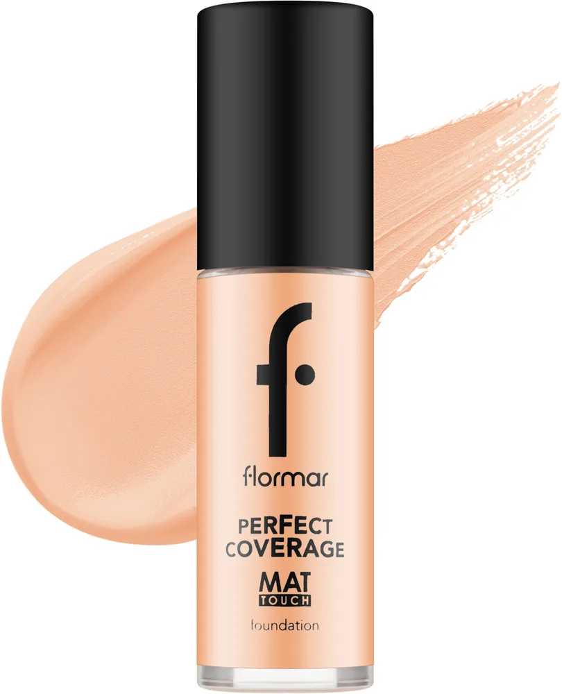Тональная основа Flormar Perfect Coverage Mat Touch Foundation матирующая, 30 мл, оттенок 308 - Fair Ivory