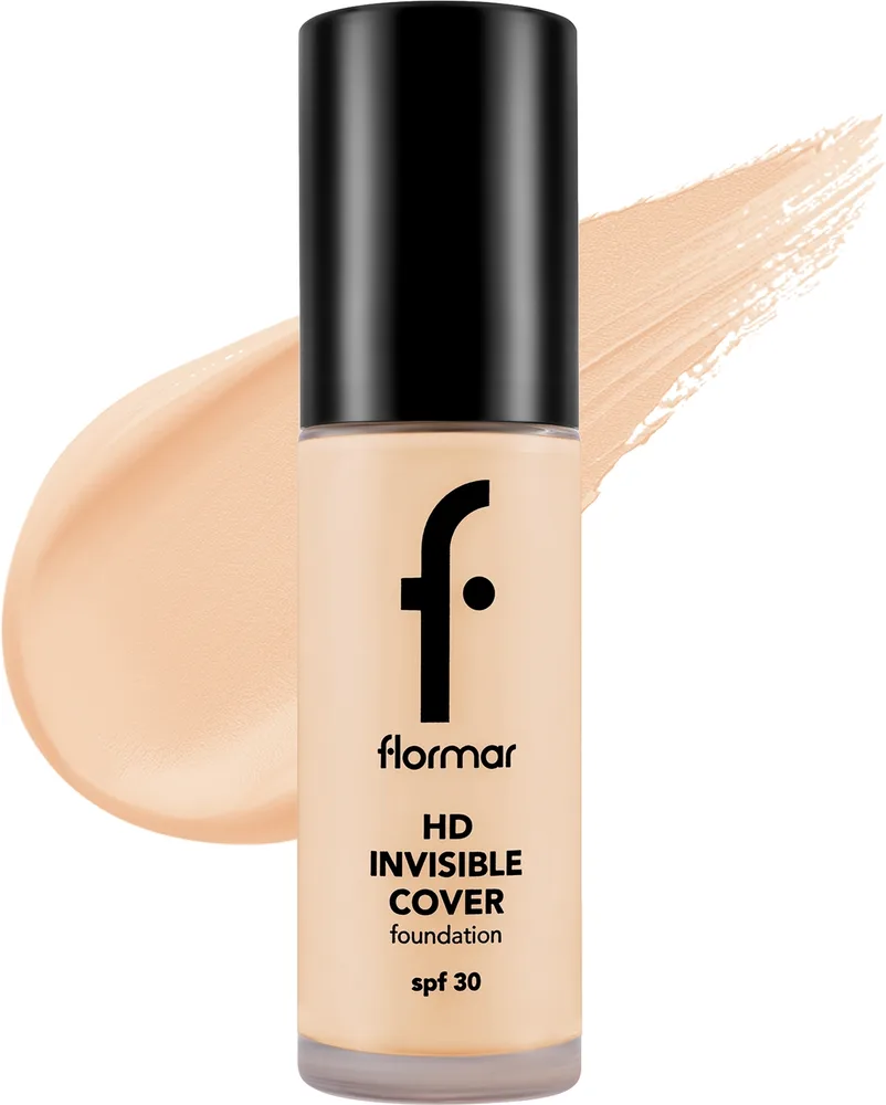 Тональная основа Flormar HD Invisible Cover Foundation SPF 30 сияющая, 30 мл, оттенок 080 - Soft Beige