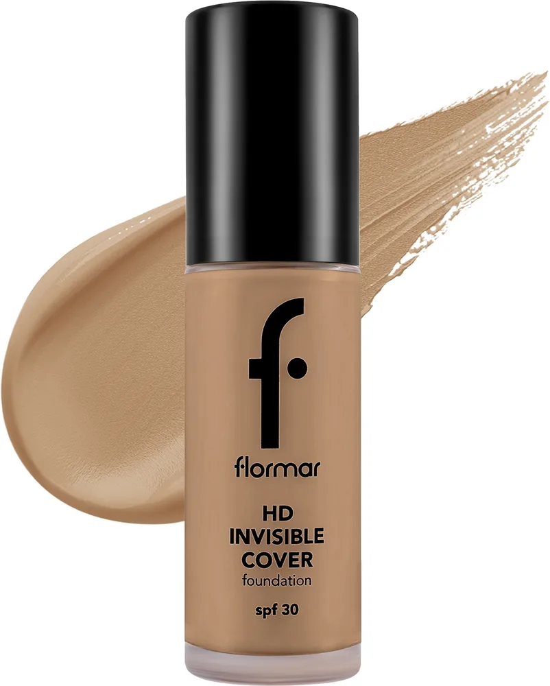 Тональная основа Flormar HD Invisible Cover Foundation SPF 30 сияющая, 30 мл, оттенок 120 - Honey