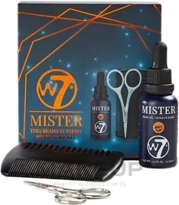 Мужской набор для бороды W7 This Beard is Taken масло с макадамией и камелией ножницы и расческа 30 мл уценка