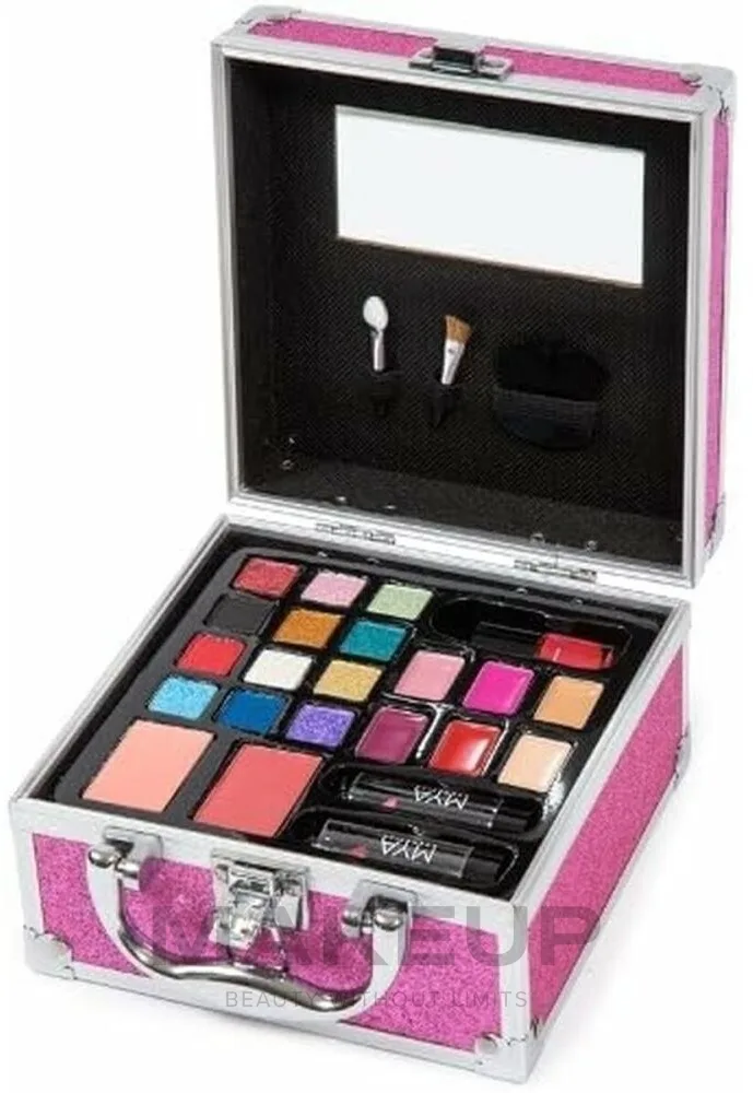 MYA Cosmetic Travel Pink Glitter Fashion набор для макияжа в чехле тени румяна помады лак кисти дорожный