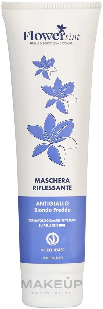 Тонирующая маска для волос FlowerTint холодный блонд против желтизны, оливковое масло, имбирь, масло какао, вегано, 150 мл