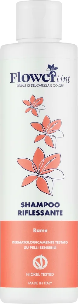 Тонирующий шампунь FlowerTint Riflessante медный оттенок, веганская формула без аммиака и парабенов, 200 мл