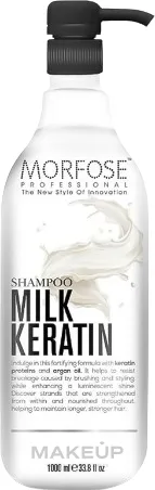 Шампунь Morfose Milk Keratin с молочным кератином, 15 аминокислотами и аргинином, без сульфатов, 1000 мл