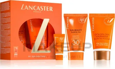 Набор для загара Lancaster Sun Beauty молочко для тела SPF30 крем для лица и лосьон 50+3+50 мл