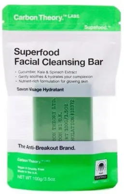 Мыло для умывания Carbon Theory Superfood Cleansing Bar Green очищающее, 100 г