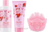 Набор для тела Aurora Peony & Cherry Amber гель для душа лосьон и мочалка с ароматом пиона и вишни 200+100 мл — фото 2