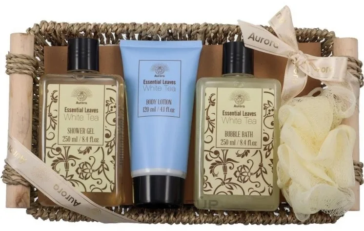Набор Aurora Essential Leaves White Tea гель для душа 250 мл лосьон 120 мл пена для ванны и другие средства