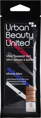 Набор мини-пинцетов для бровей UBU Minnie Me's 4 шт розовый серебристый синий и белый